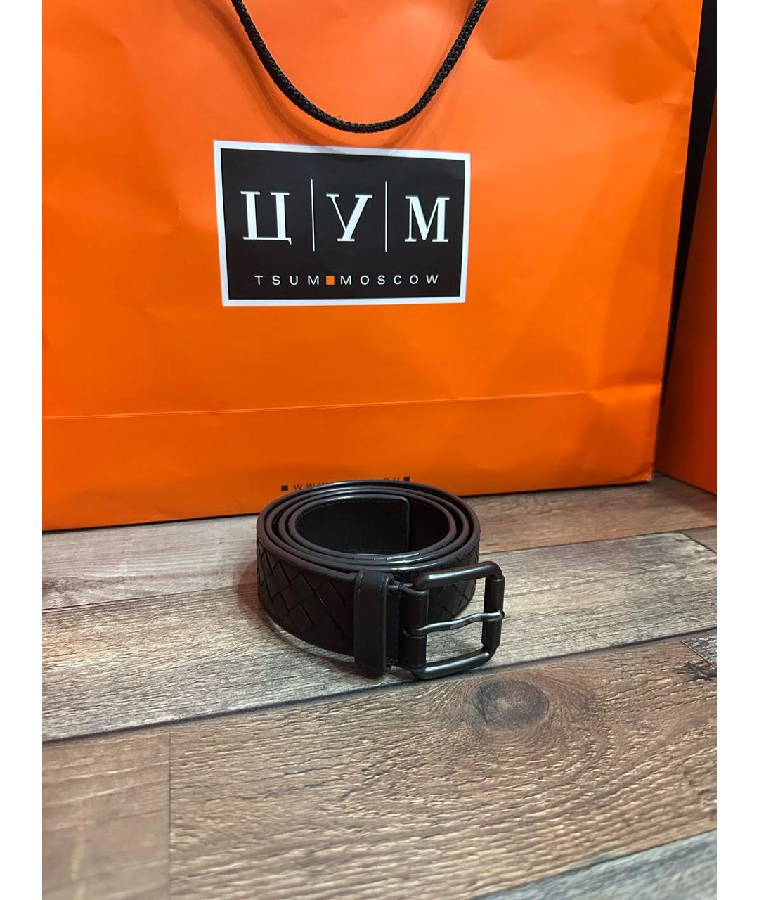 BOTTEGA VENETA Черный кожаный ремень, фото 5