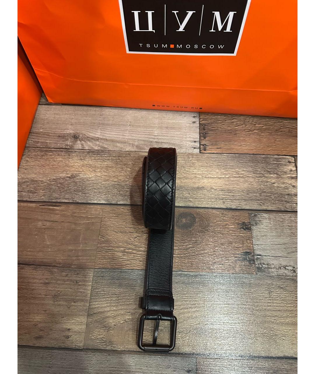 BOTTEGA VENETA Черный кожаный ремень, фото 2