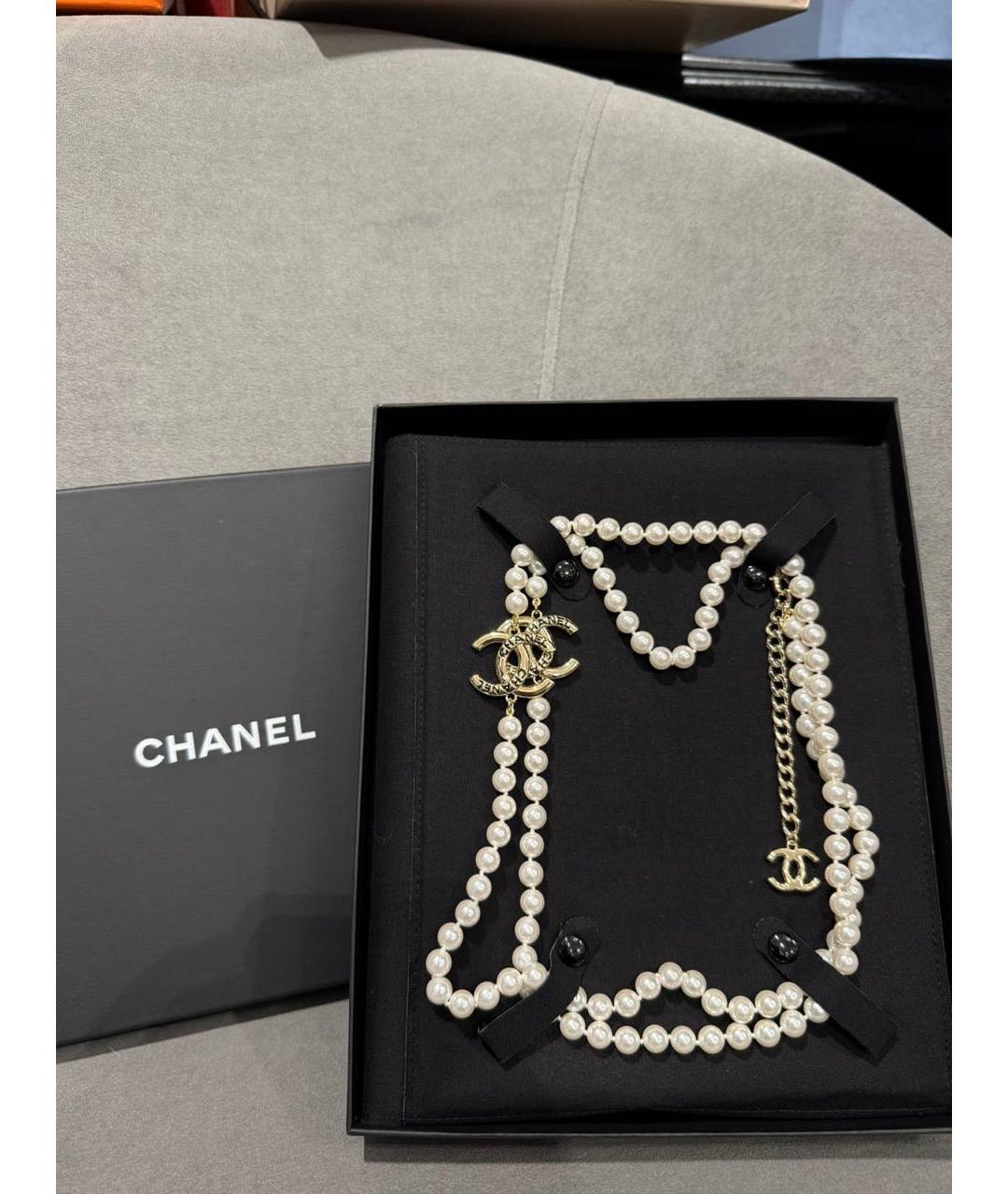 CHANEL Белое жемчужное колье, фото 2