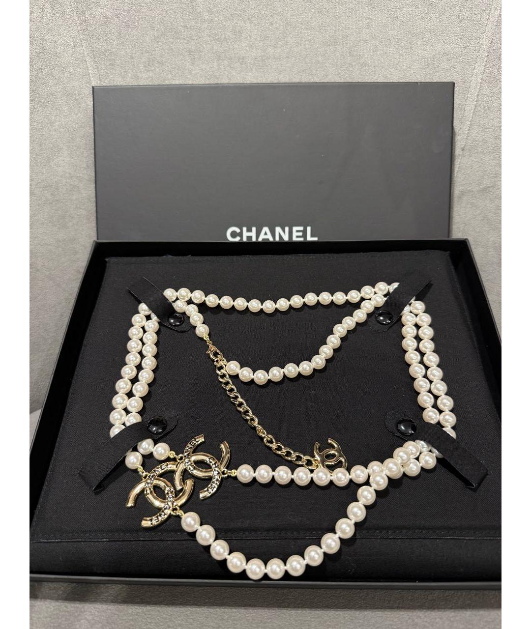 CHANEL Белое жемчужное колье, фото 4