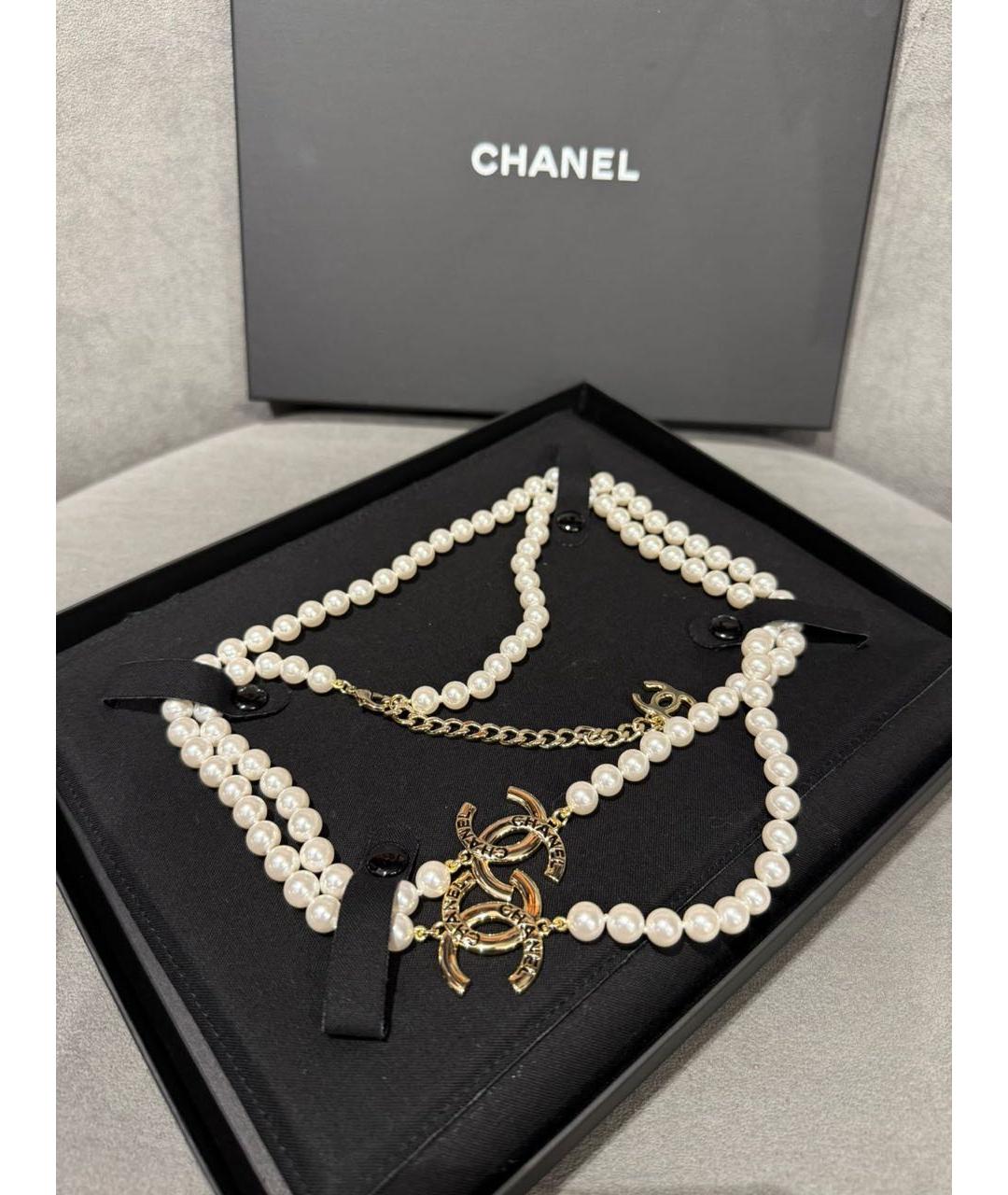 CHANEL Белое жемчужное колье, фото 3