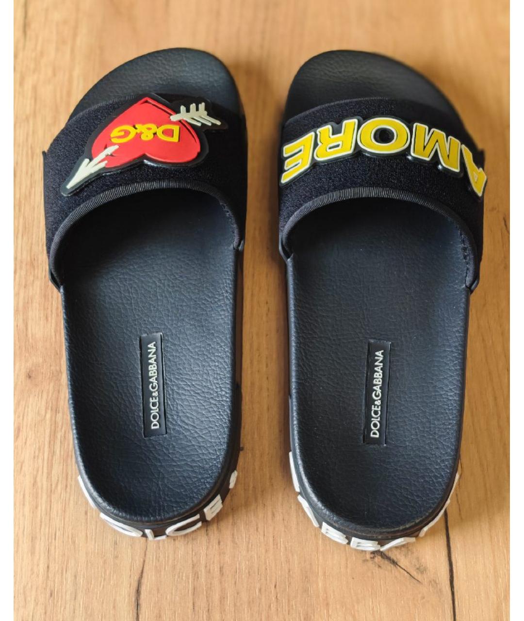 DOLCE&GABBANA Черные шлепанцы, фото 3