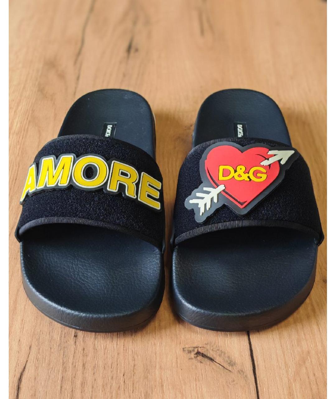 DOLCE&GABBANA Черные шлепанцы, фото 2