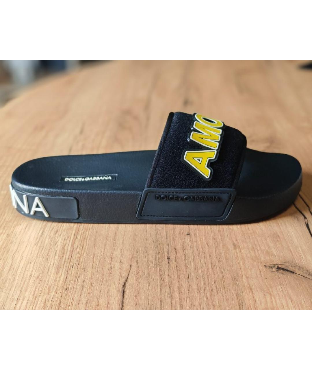 DOLCE&GABBANA Черные шлепанцы, фото 6