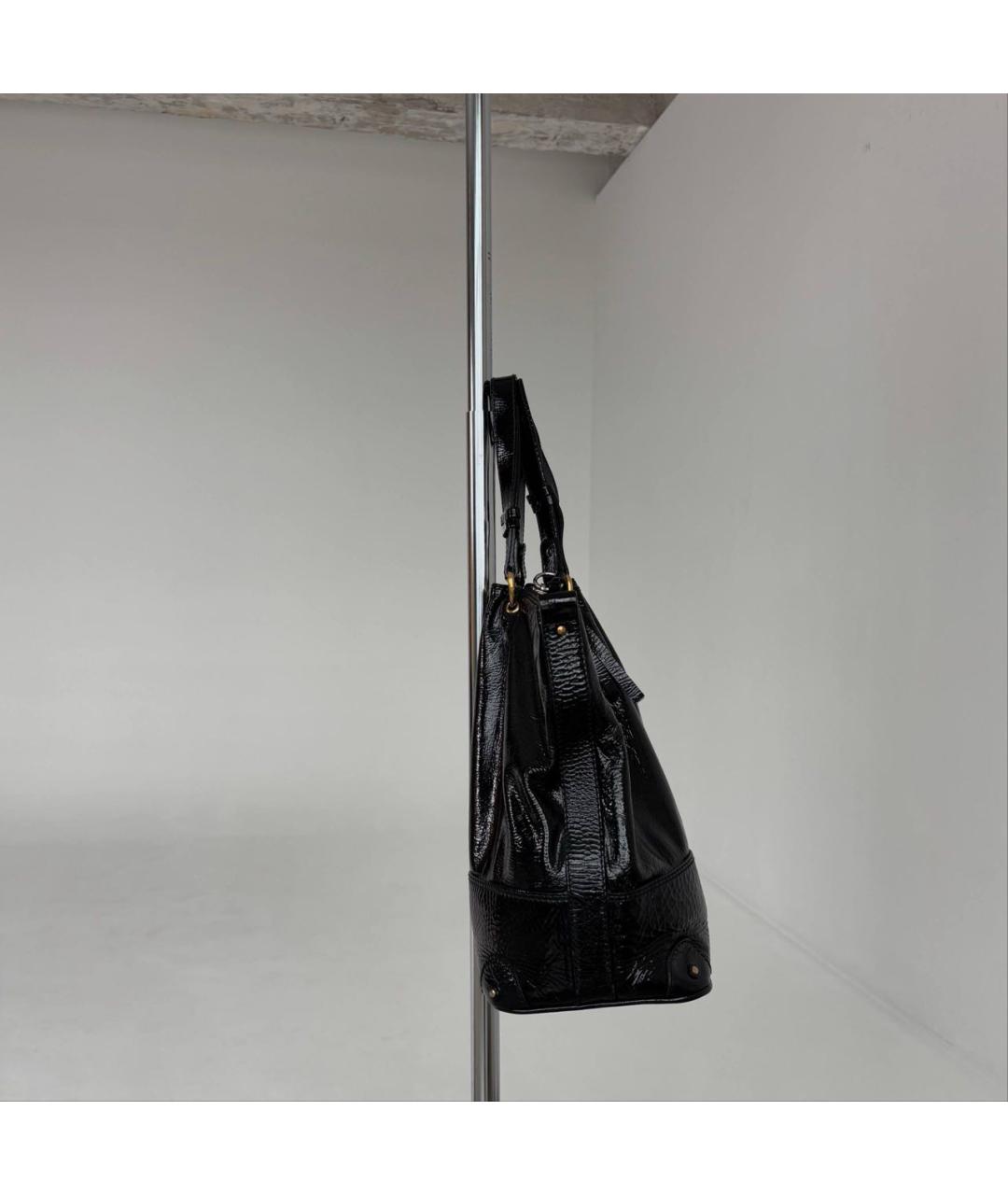 CHLOE Черная сумка тоут из лакированной кожи, фото 8