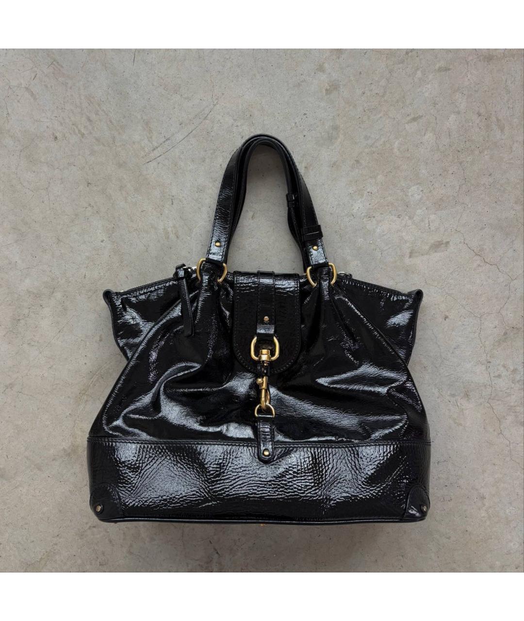 CHLOE Черная сумка тоут из лакированной кожи, фото 9