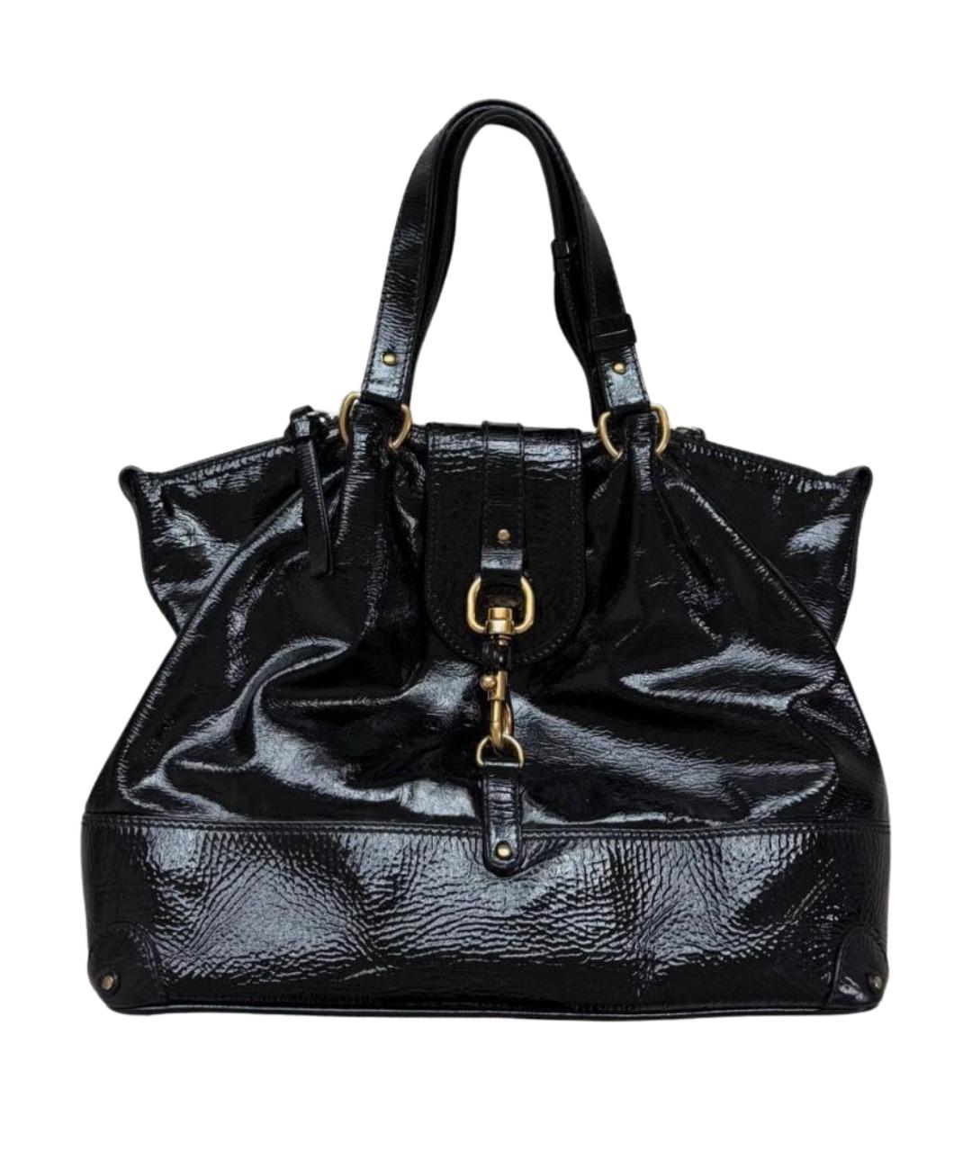 CHLOE Черная сумка тоут из лакированной кожи, фото 1
