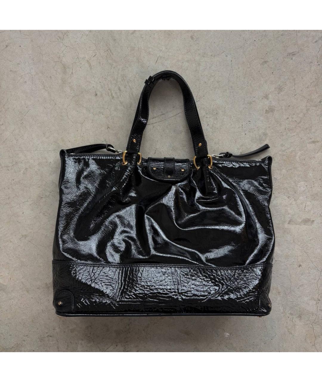 CHLOE Черная сумка тоут из лакированной кожи, фото 5