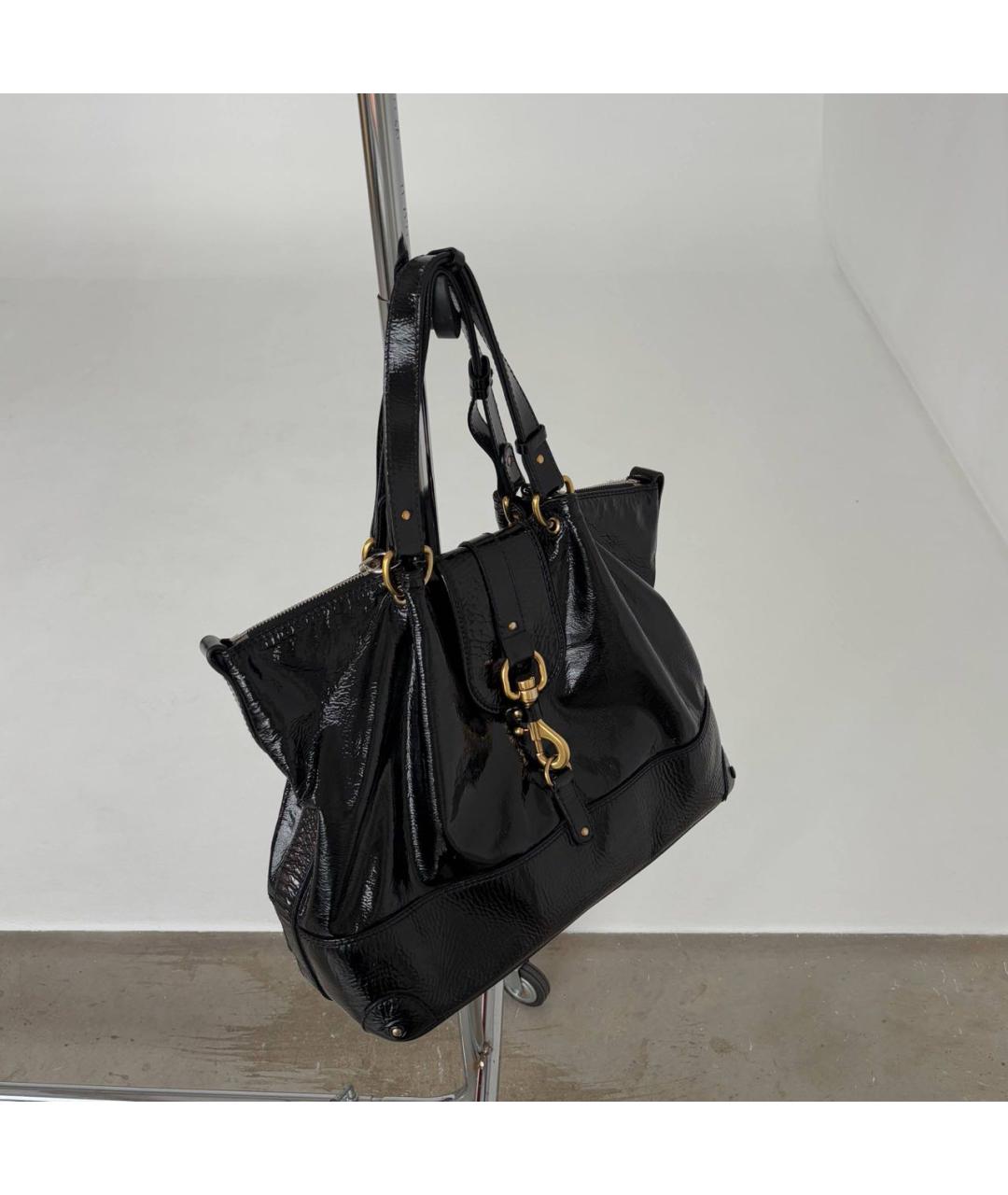 CHLOE Черная сумка тоут из лакированной кожи, фото 3