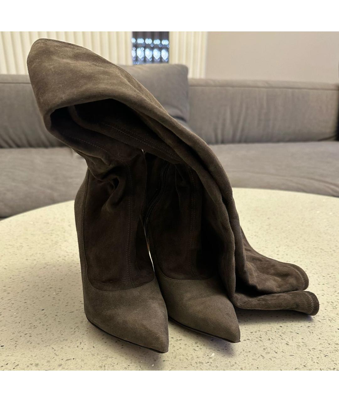 SERGIO ROSSI Серые замшевые ботфорты, фото 2