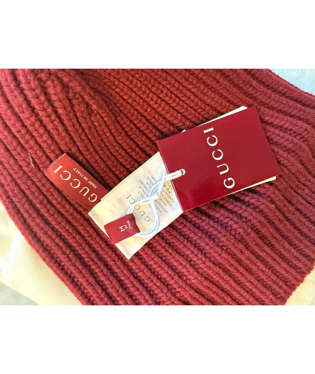 GUCCI Бордовая шерстяная шапка, фото 3