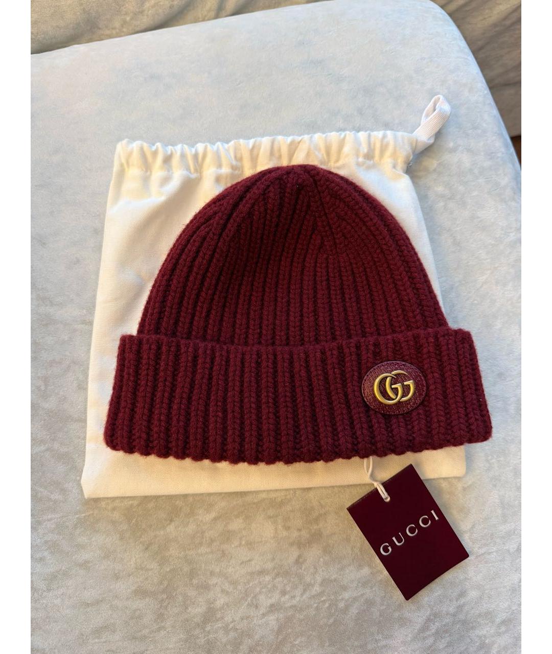 GUCCI Бордовая шерстяная шапка, фото 2