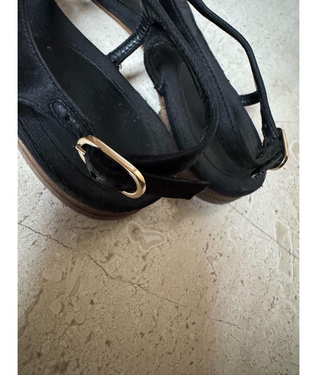 CHANEL Черные кожаные сандалии, фото 4