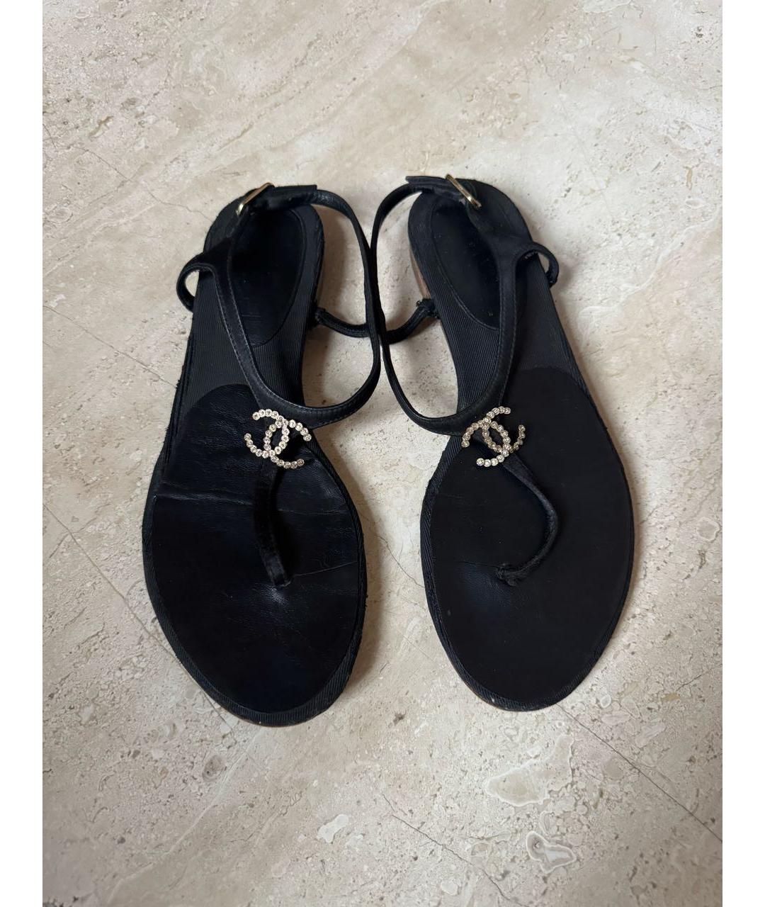 CHANEL Черные кожаные сандалии, фото 2