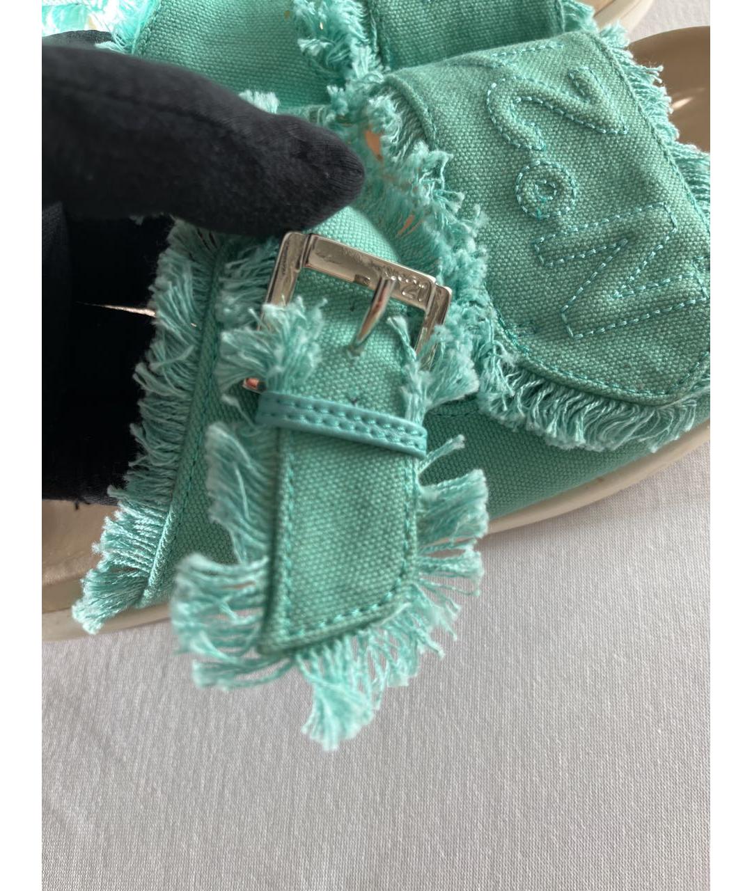 NO. 21 Бирюзовые текстильные сандалии и шлепанцы, фото 8