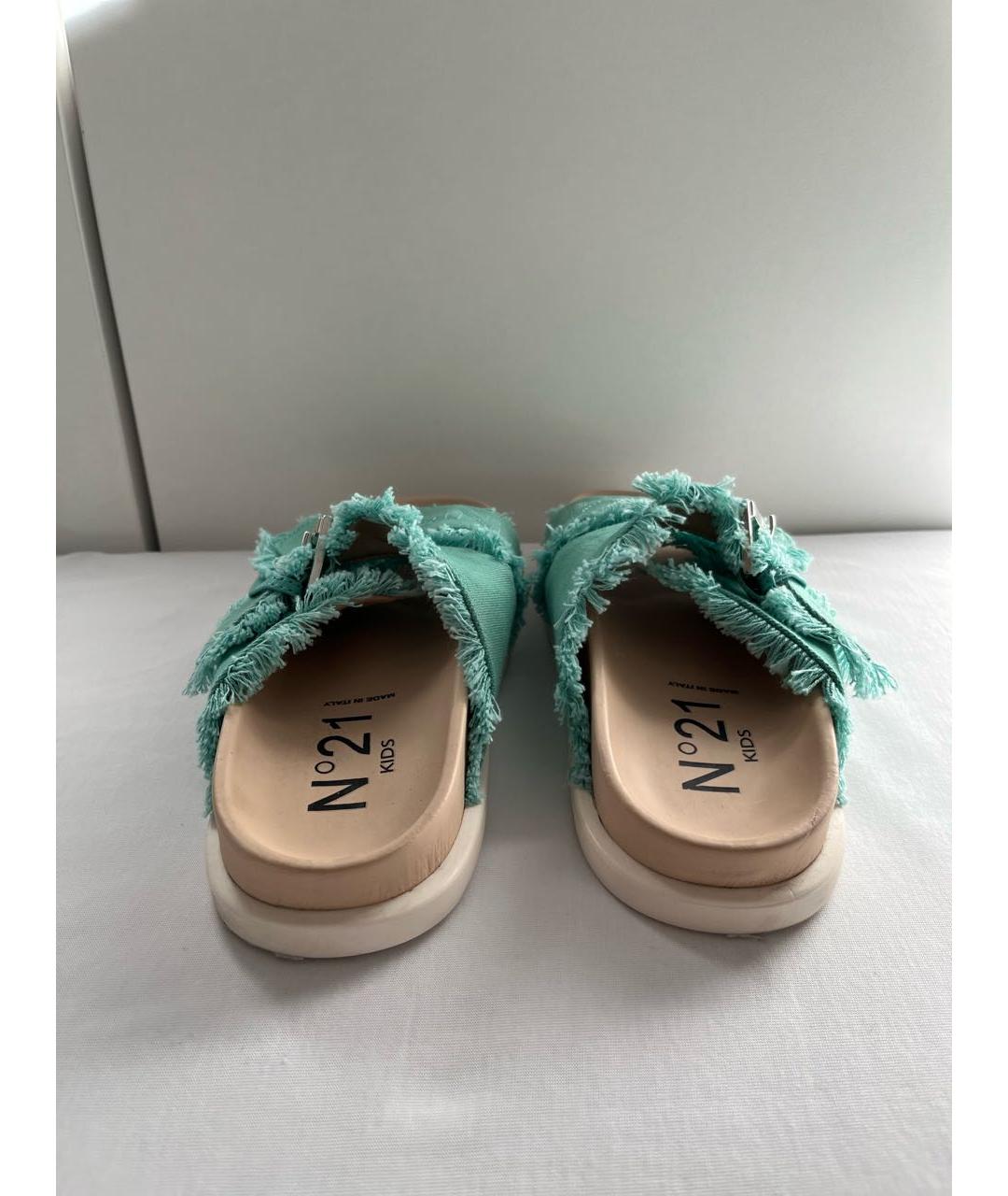 NO. 21 Бирюзовые текстильные сандалии и шлепанцы, фото 4