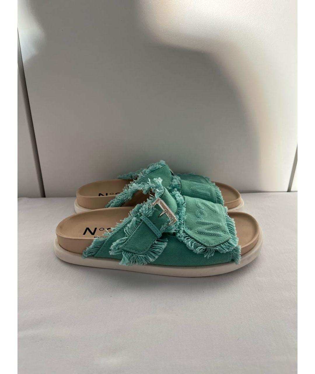 NO. 21 Бирюзовые текстильные сандалии и шлепанцы, фото 9