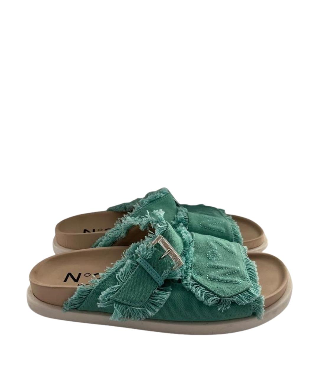 NO. 21 Бирюзовые текстильные сандалии и шлепанцы, фото 1