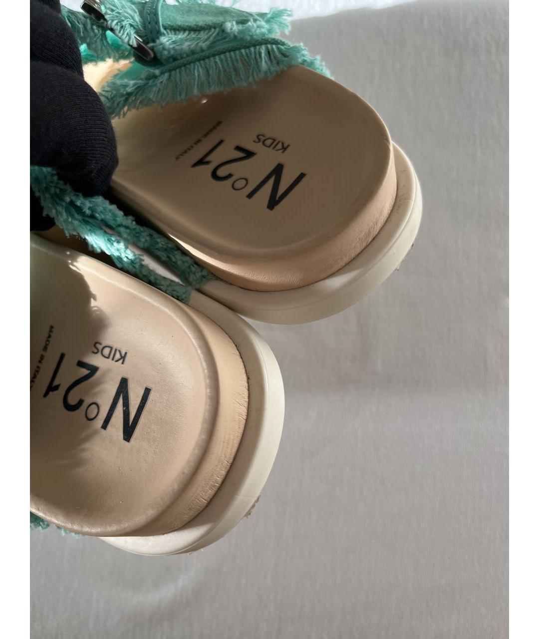 NO. 21 Бирюзовые текстильные сандалии и шлепанцы, фото 5