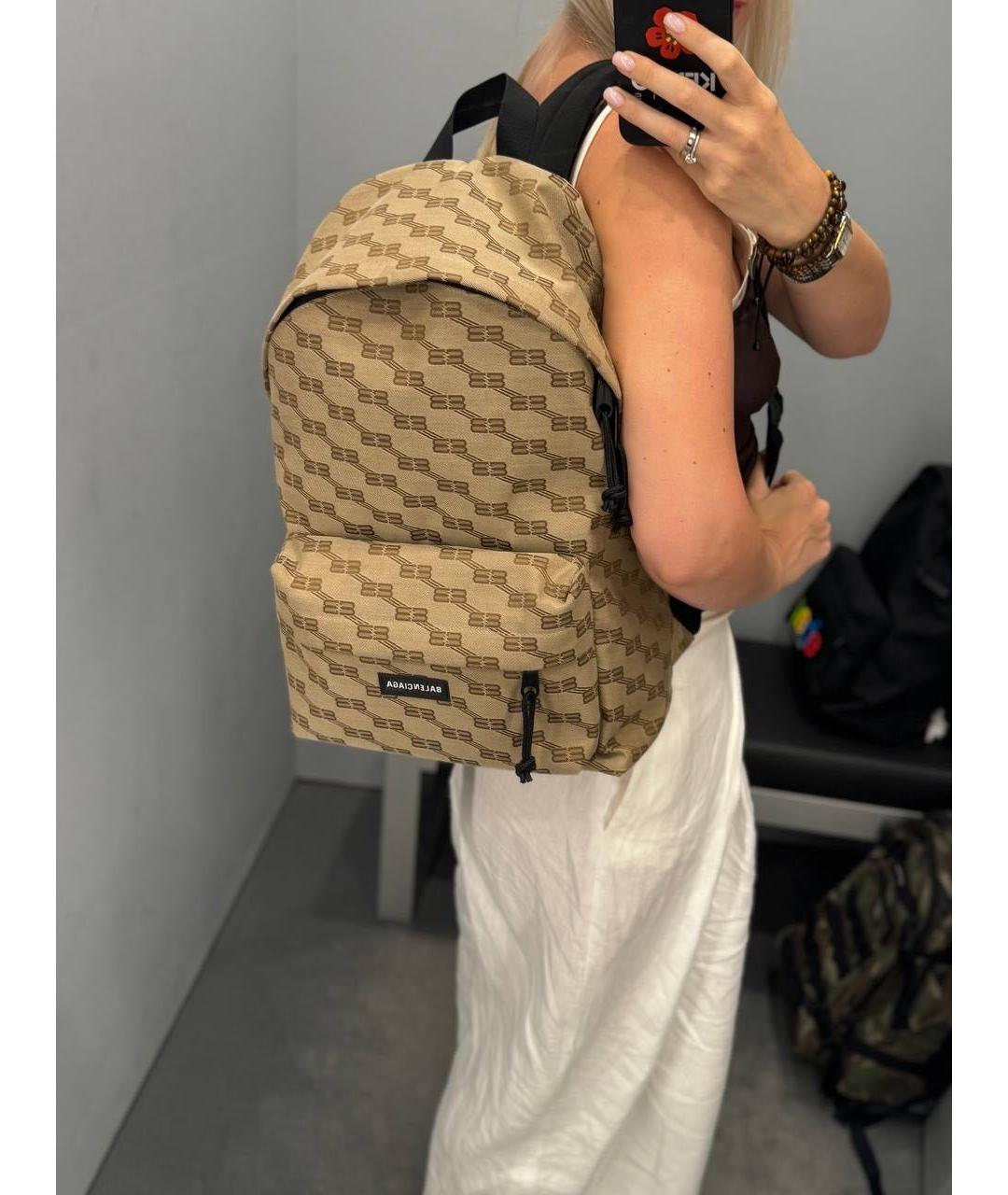 BALENCIAGA Бежевый тканевый рюкзак, фото 2