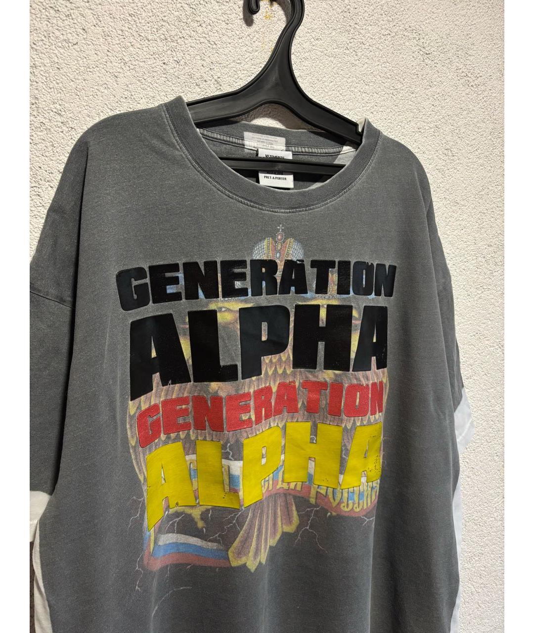 VETEMENTS Антрацитовая хлопковая футболка, фото 2