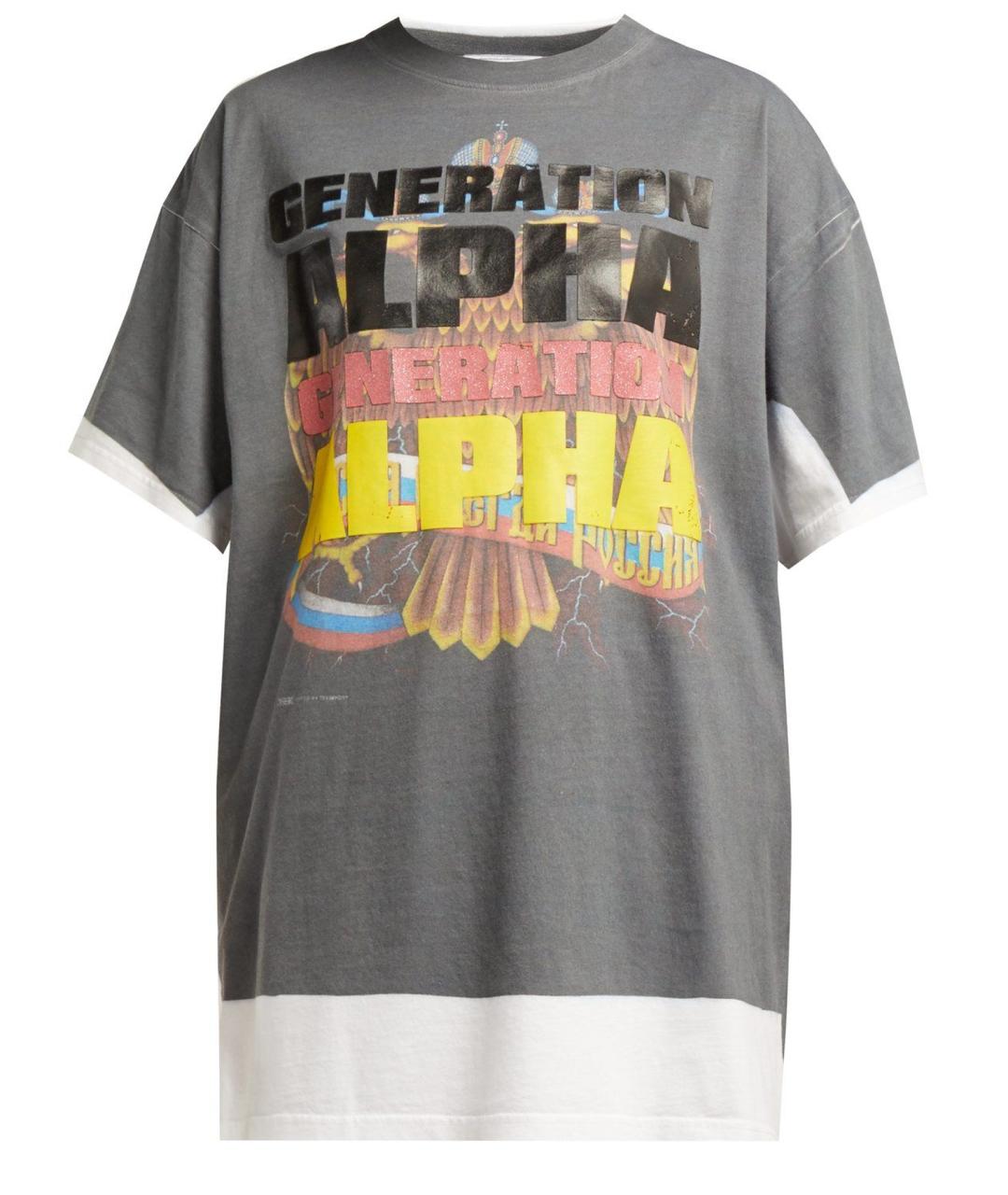 VETEMENTS Антрацитовая хлопковая футболка, фото 1