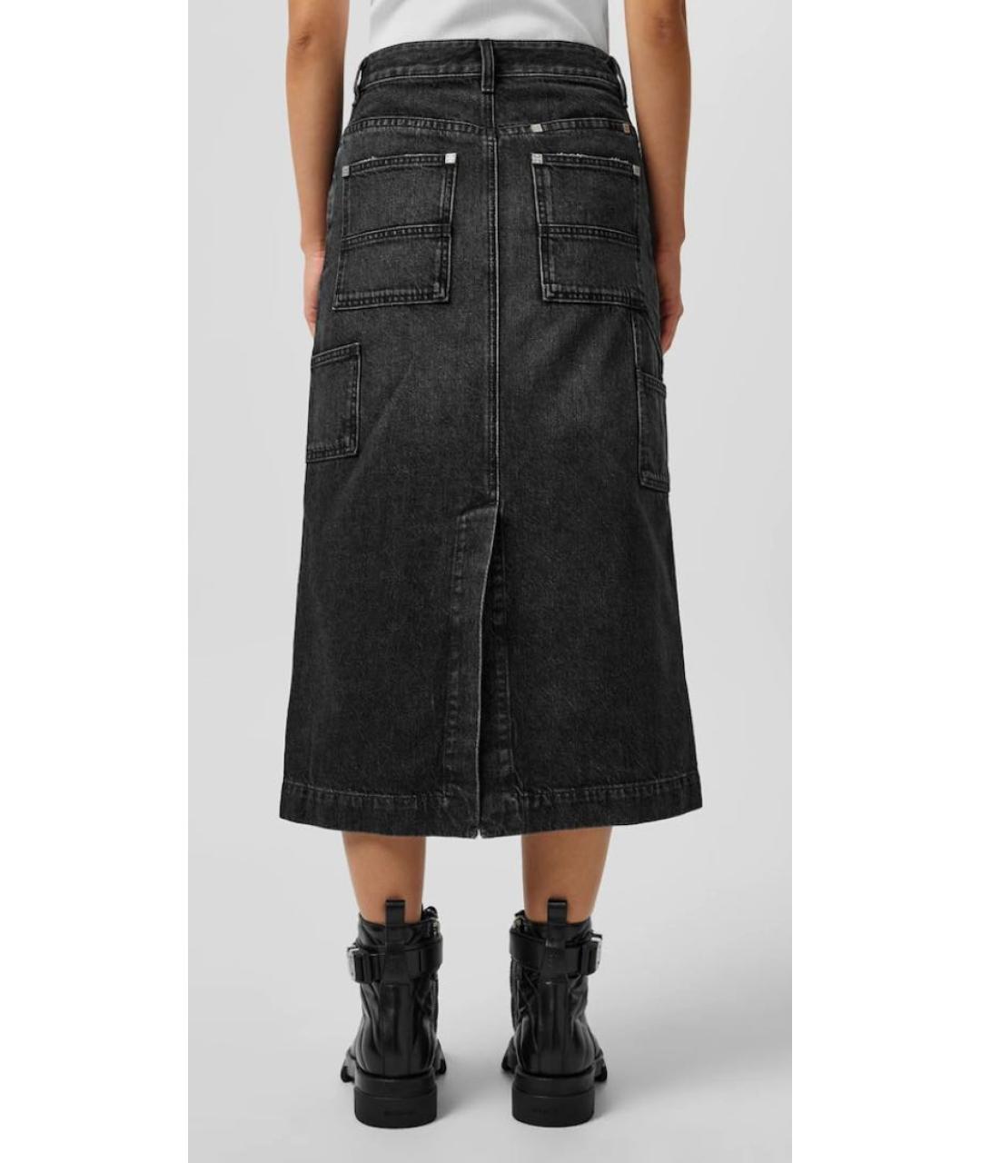 GIVENCHY Антрацитовая хлопковая юбка миди, фото 2