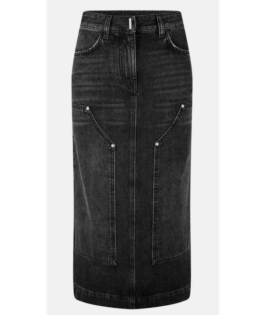 GIVENCHY Антрацитовая хлопковая юбка миди, фото 7