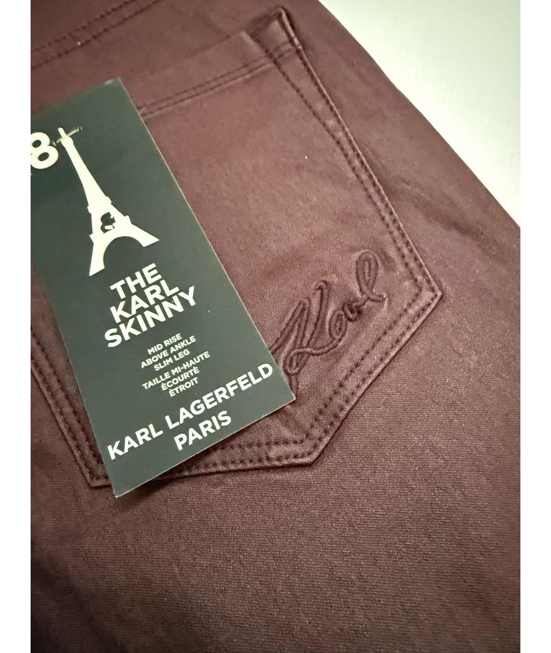 KARL LAGERFELD Бордовые хлопковые брюки узкие, фото 4