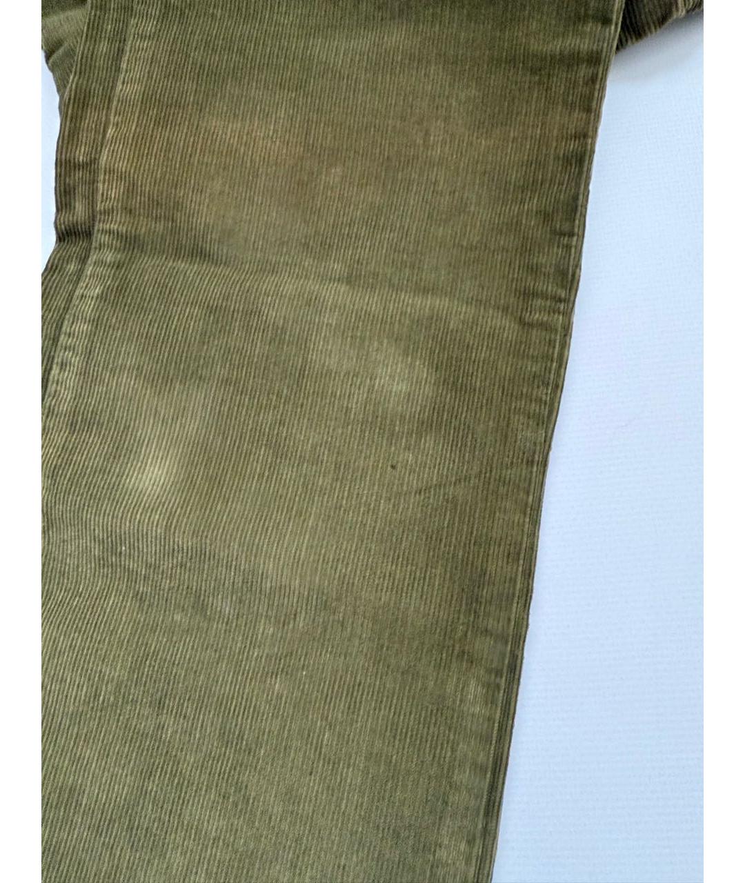 BOTTEGA VENETA Хаки хлопко-эластановые прямые брюки, фото 5