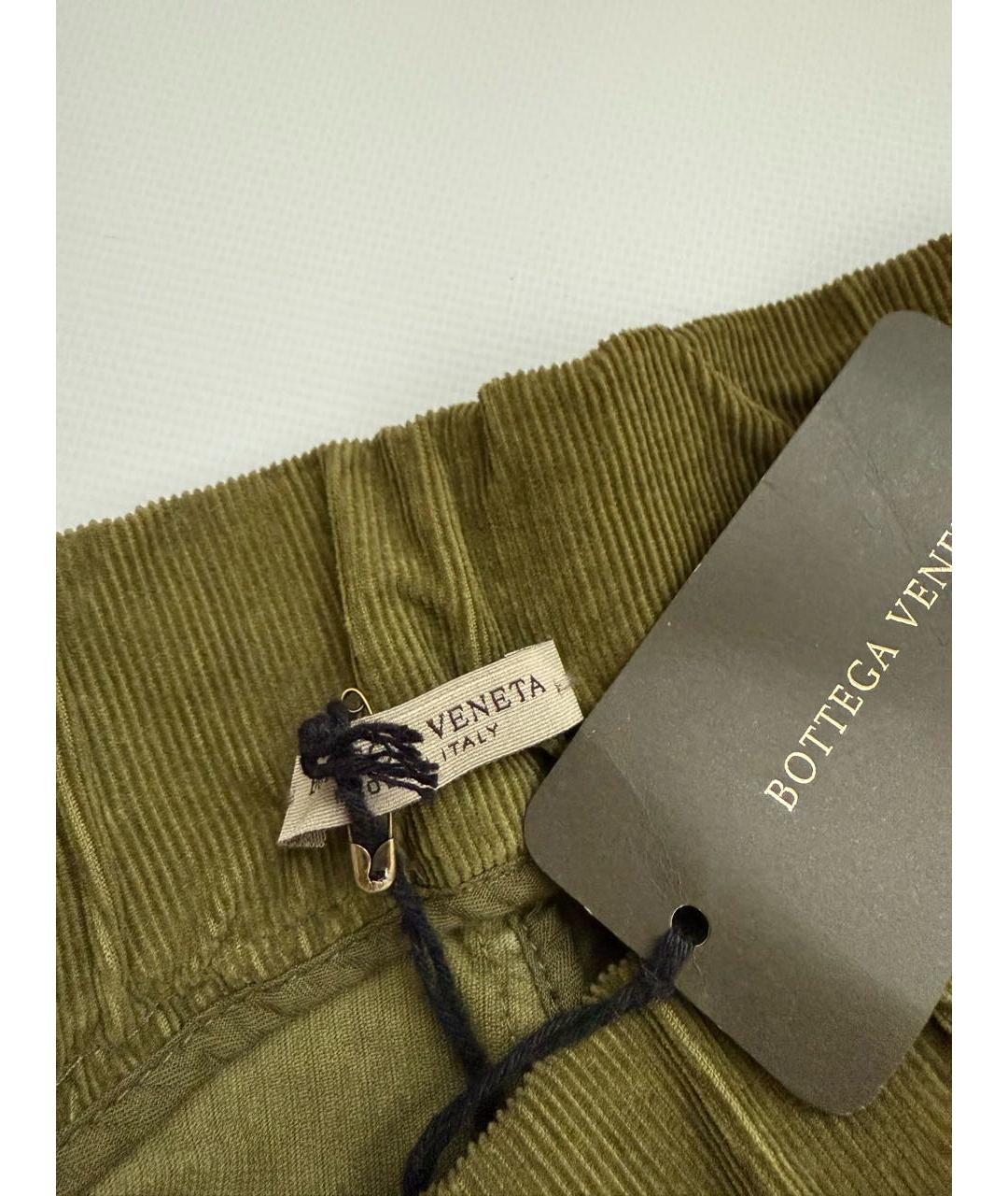 BOTTEGA VENETA Хаки хлопко-эластановые прямые брюки, фото 3