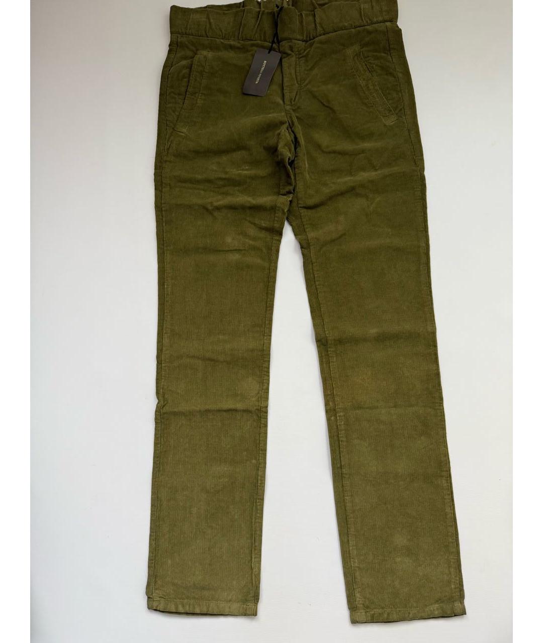 BOTTEGA VENETA Хаки хлопко-эластановые прямые брюки, фото 2