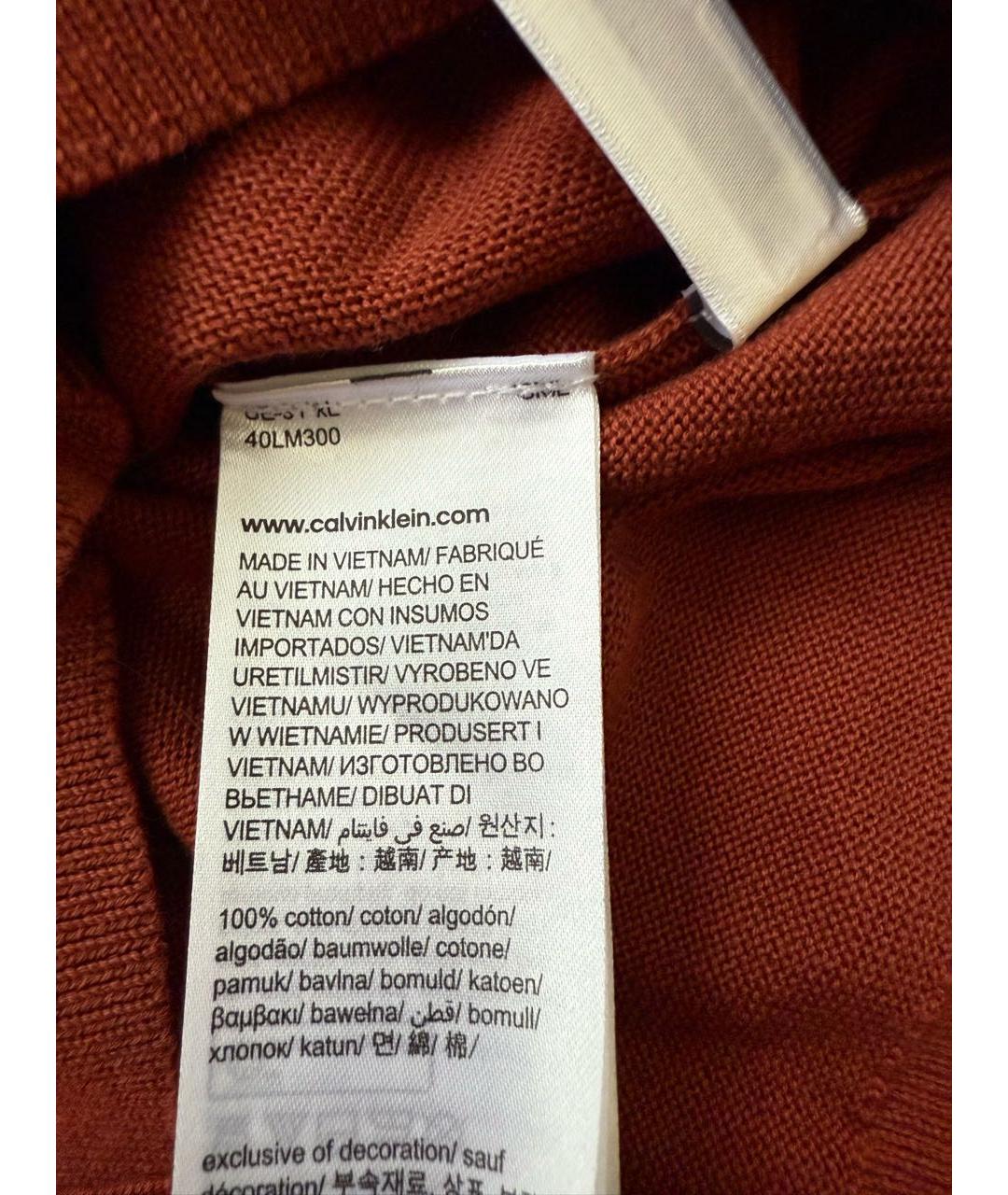 CALVIN KLEIN Коричневый хлопковый джемпер / свитер, фото 4