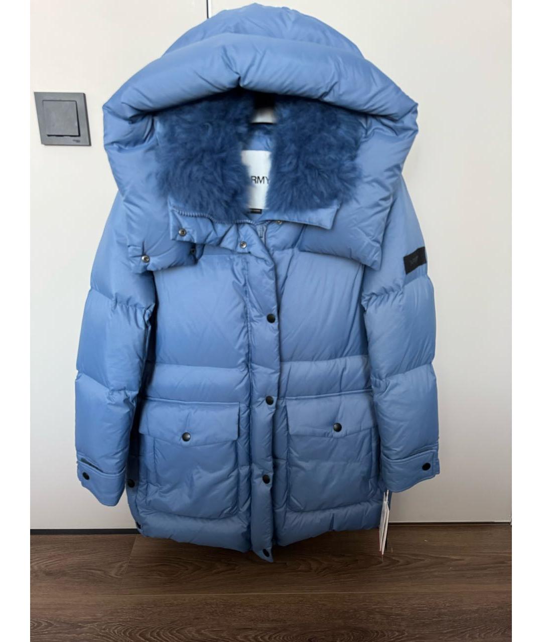 ARMY YVES SALOMON Голубой полиамидовый пуховик, фото 7