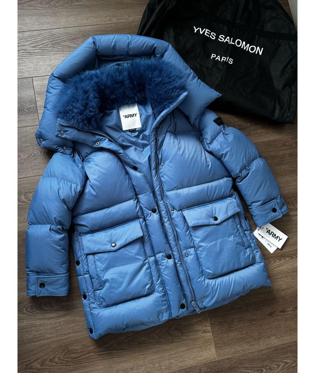 ARMY YVES SALOMON Голубой полиамидовый пуховик, фото 6