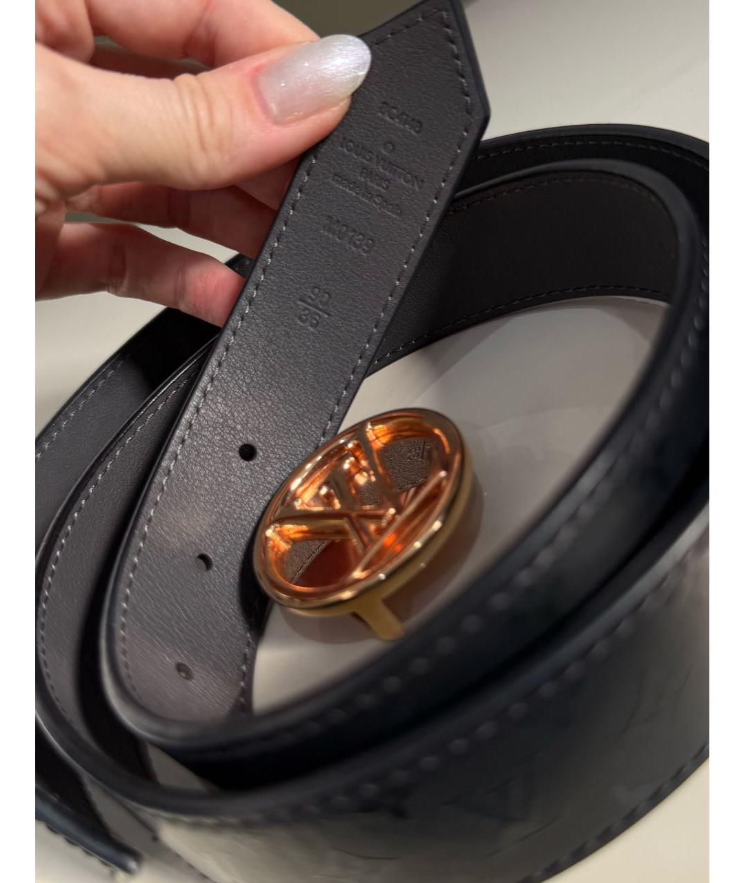 LOUIS VUITTON Черный кожаный ремень, фото 6