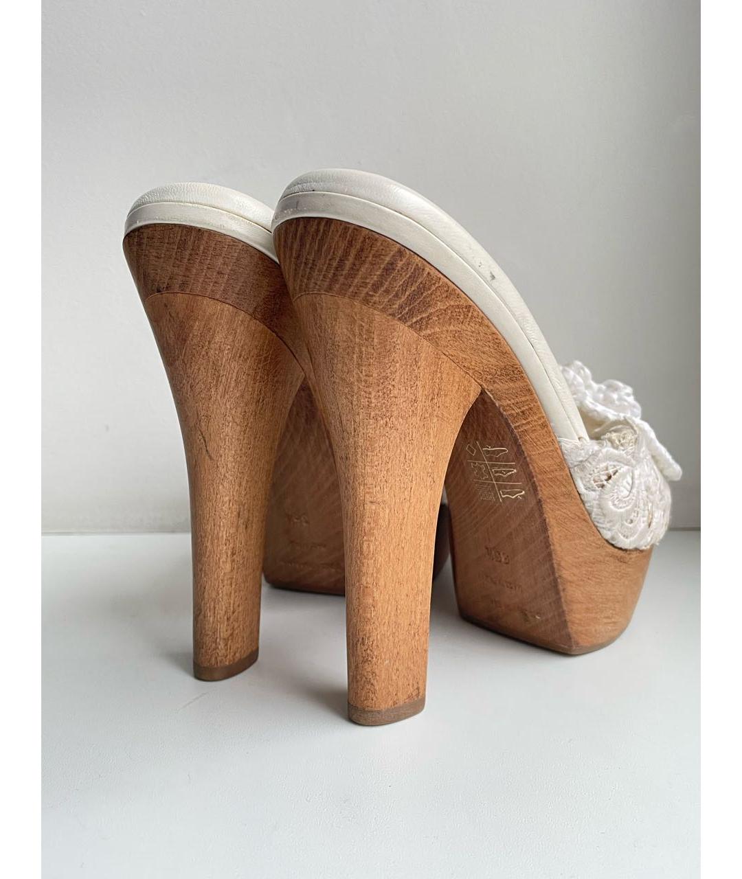 DOLCE&GABBANA Белые кожаные мюли, фото 4