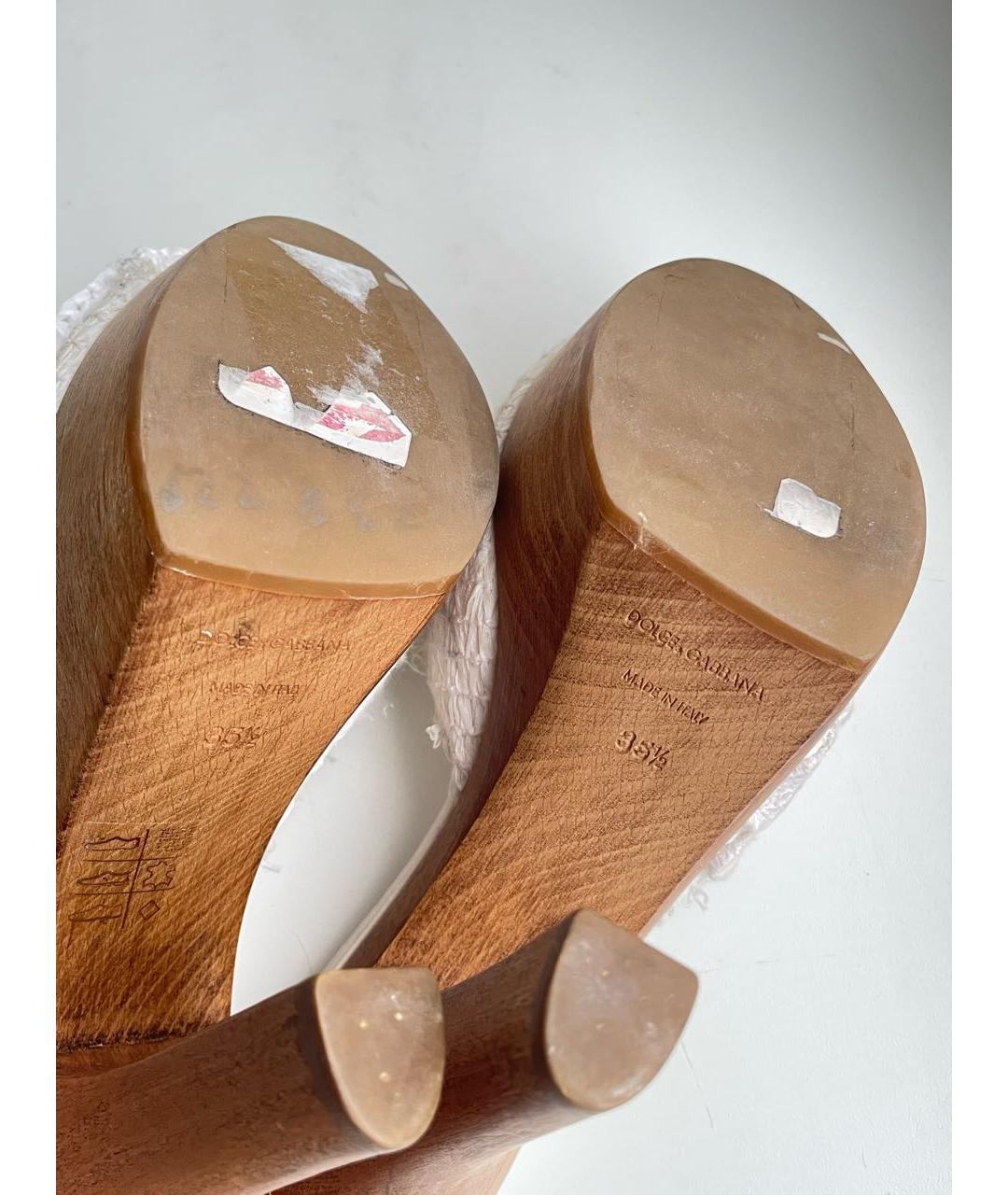 DOLCE&GABBANA Белые кожаные мюли, фото 8