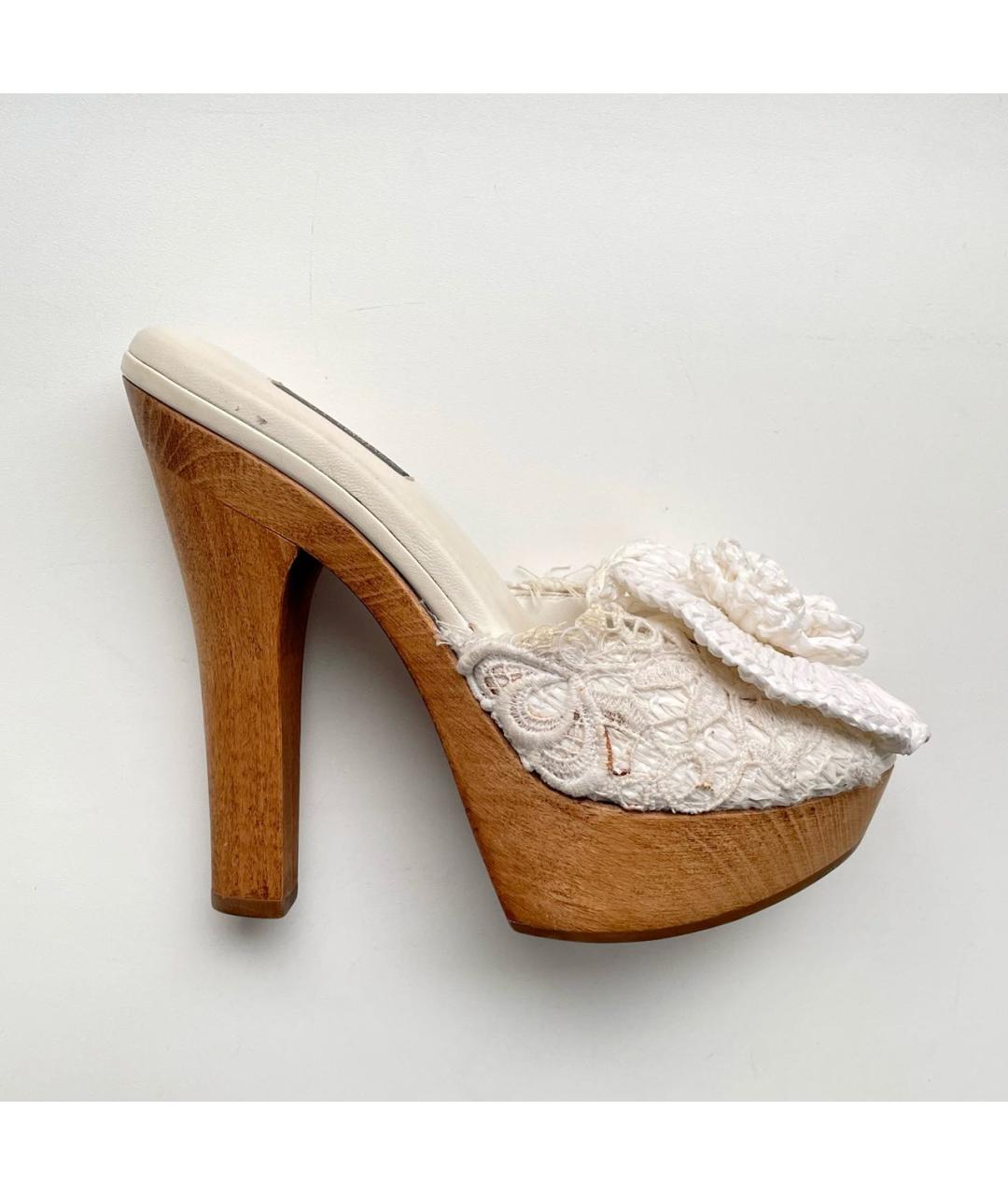 DOLCE&GABBANA Белые кожаные мюли, фото 9