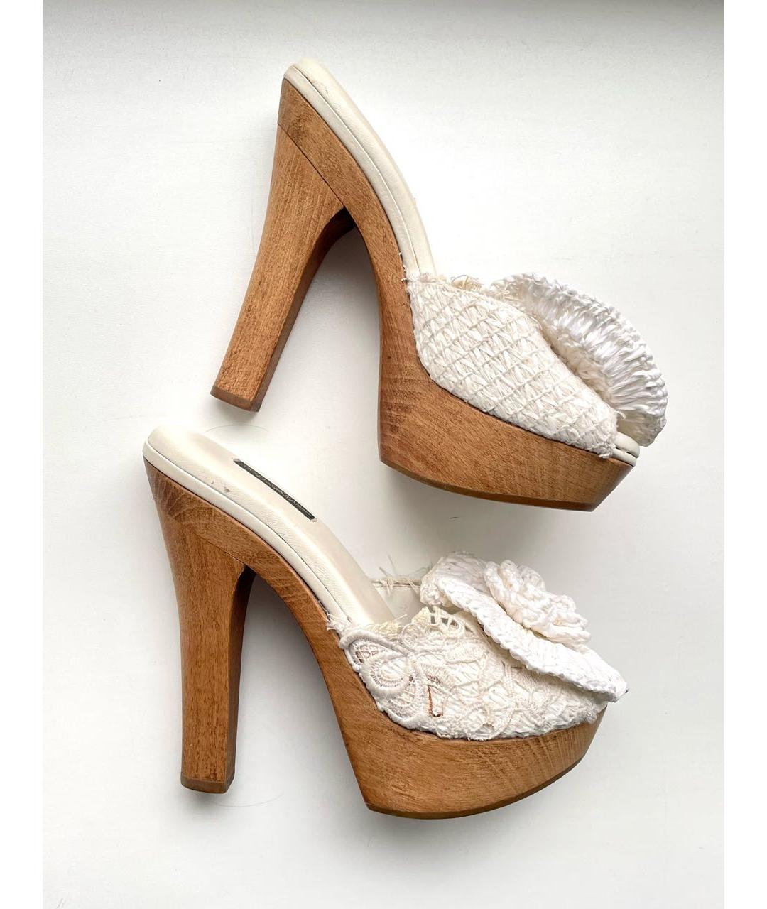 DOLCE&GABBANA Белые кожаные мюли, фото 7