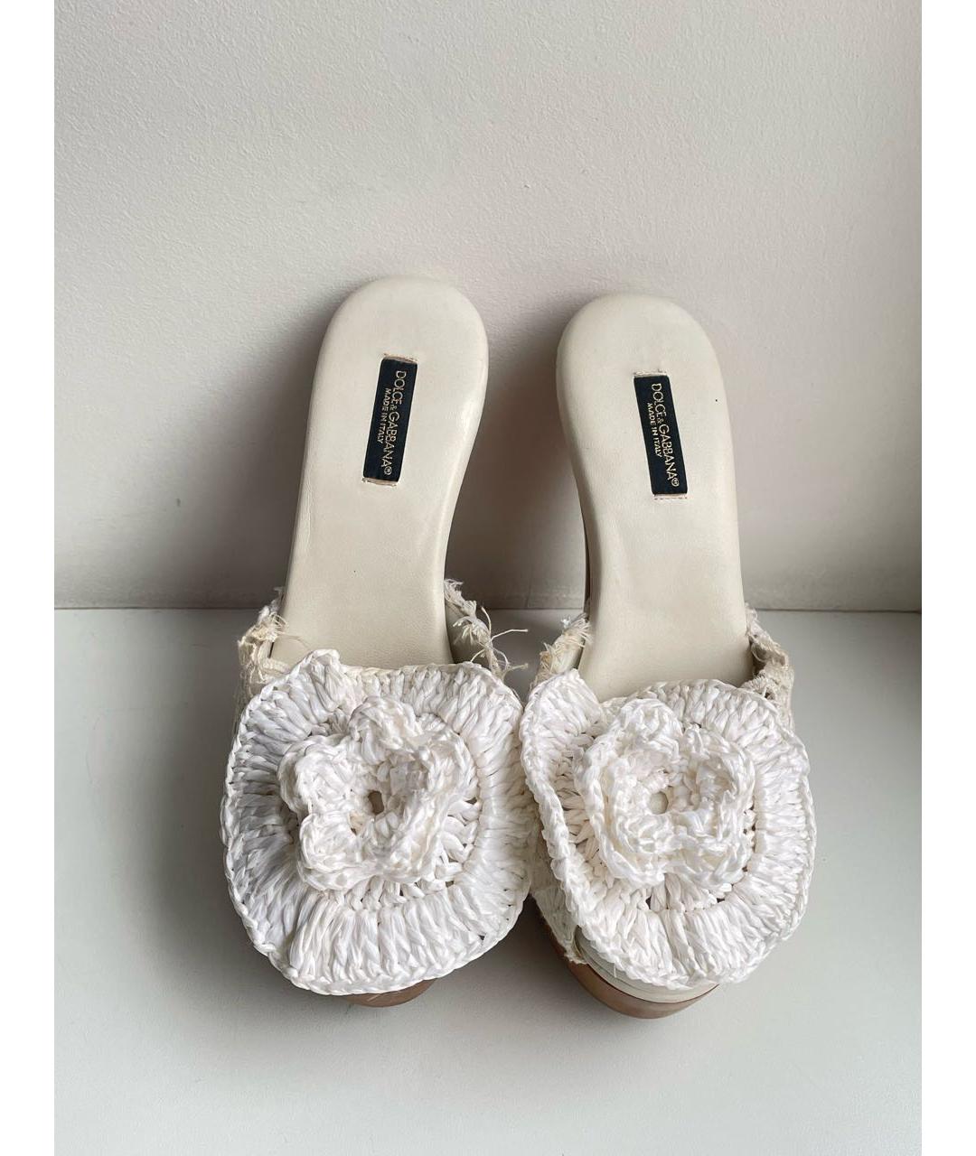 DOLCE&GABBANA Белые кожаные мюли, фото 3