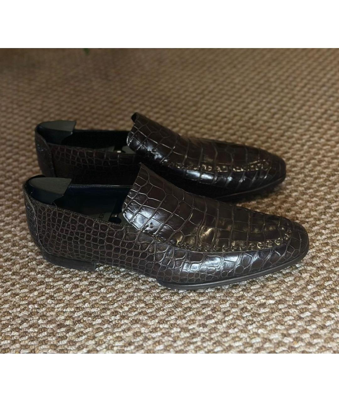 GUCCI Коричневые лоферы из экзотической кожи, фото 4