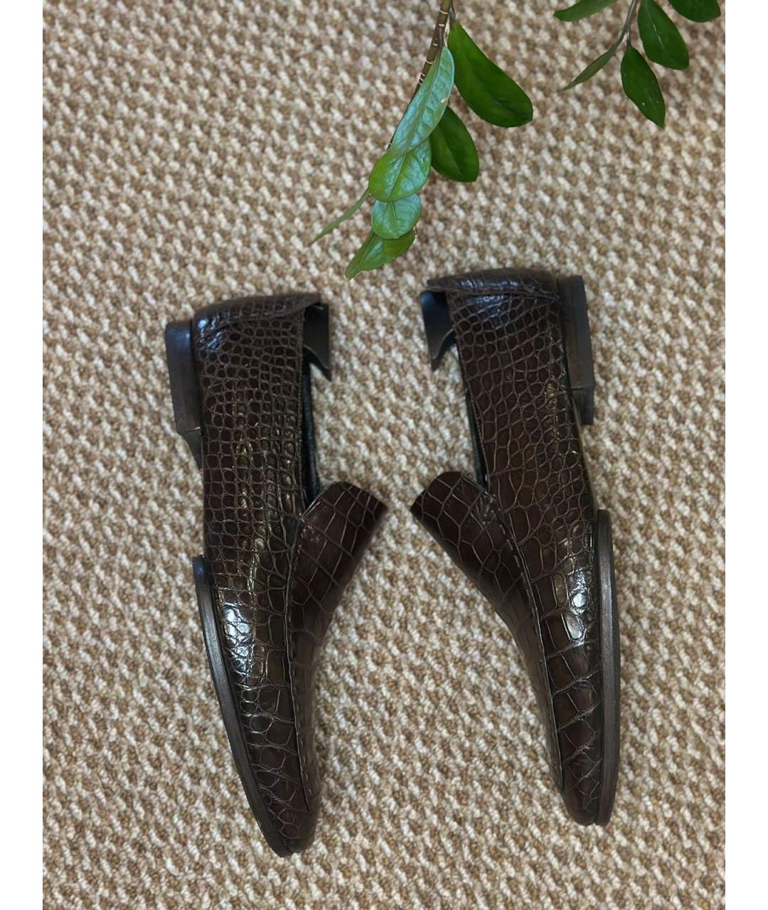 GUCCI Коричневые лоферы из экзотической кожи, фото 8