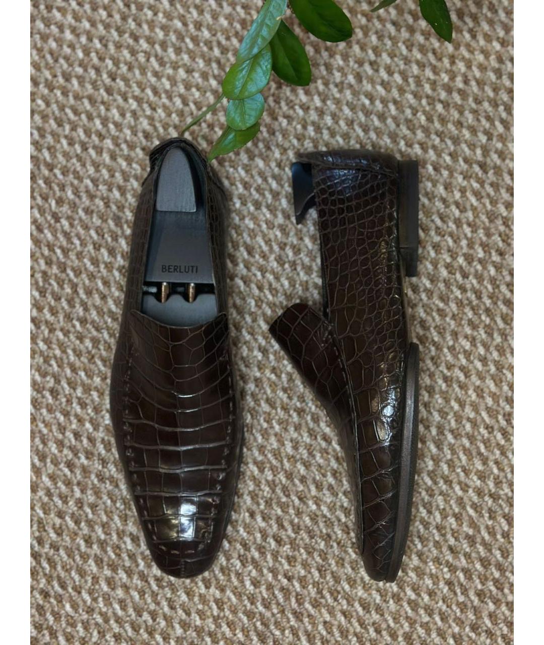 GUCCI Коричневые лоферы из экзотической кожи, фото 3