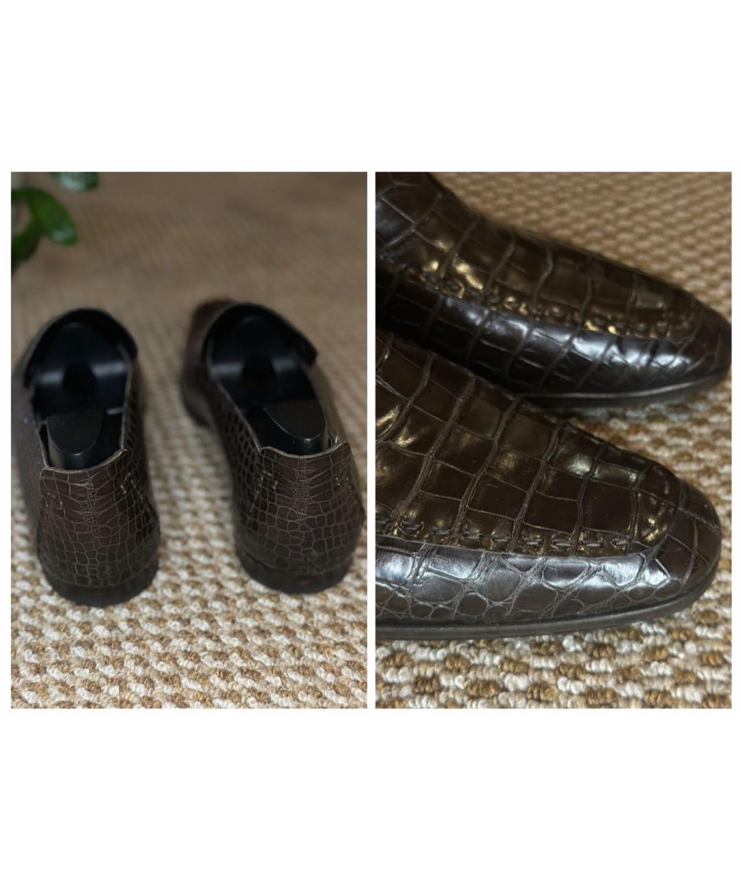 GUCCI Коричневые лоферы из экзотической кожи, фото 6