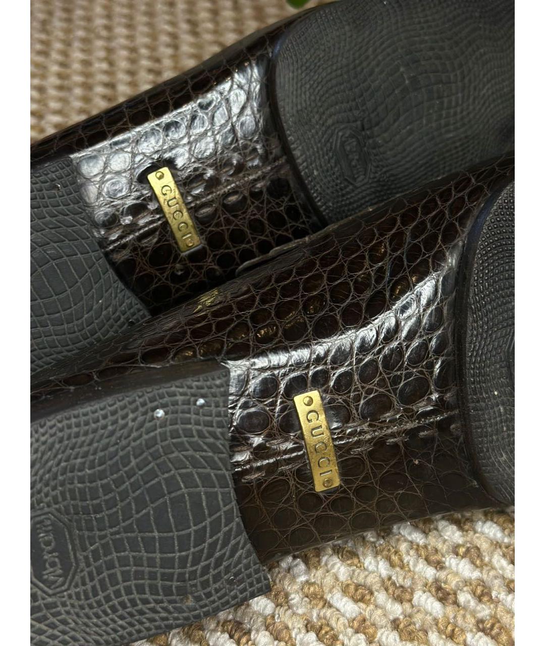 GUCCI Коричневые лоферы из экзотической кожи, фото 7