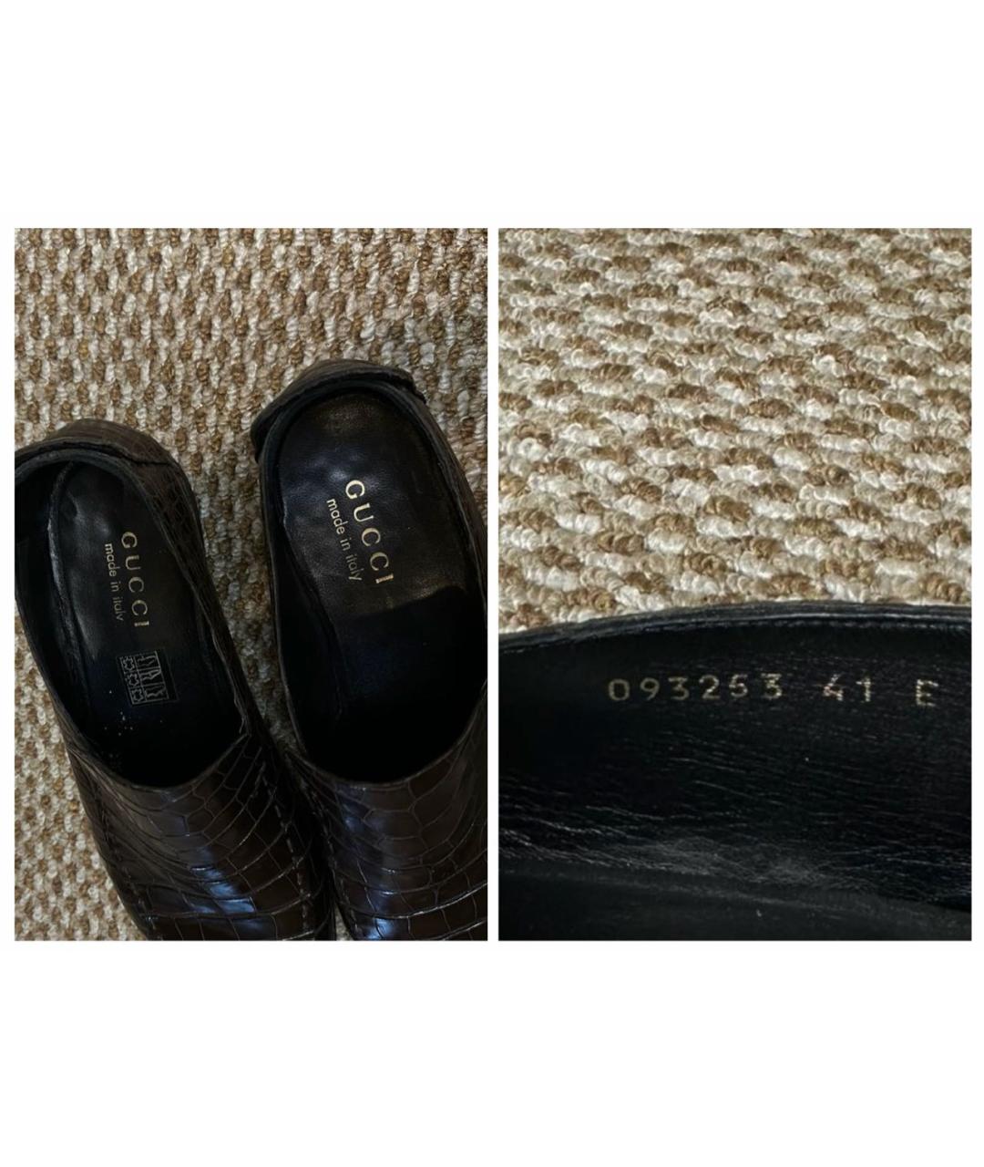 GUCCI Коричневые лоферы из экзотической кожи, фото 5