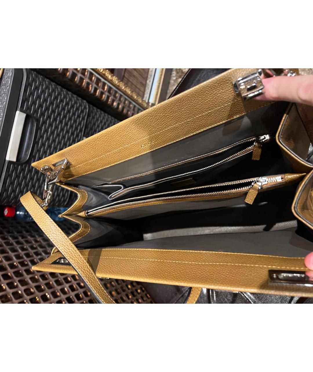 GUCCI Бежевая кожаная сумка с короткими ручками, фото 5