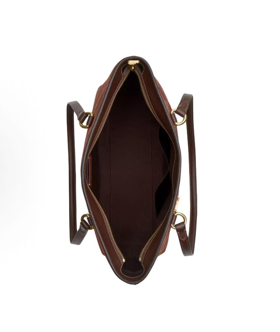 COACH Коричневая замшевая сумка тоут, фото 3