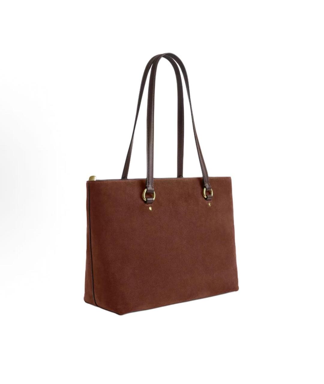 COACH Коричневая замшевая сумка тоут, фото 2